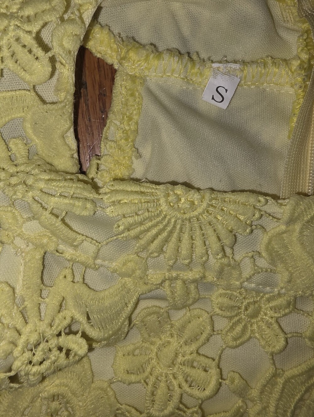 Sunshine Yellow Lace Mini Dress - Halter Neck - Picture 4 of 5